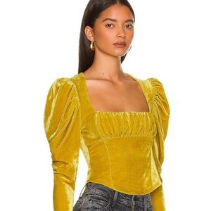 Free People x Revolve Hold me Glistening Gold Velvet Top XS